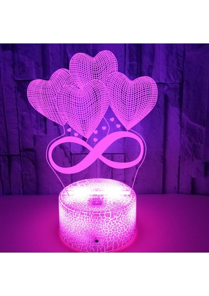 Justup Aşk Gece, Ht Işık, Ht Renkli Dokunmatik Uzaktan Kumanda ile 3D Illusion Lamba Sevgililer Günü Yatak Odası Parti Arkadaşlık Evlilik Yıldönümü Için --- Çatlak Koltuk (Yurt Dışından)