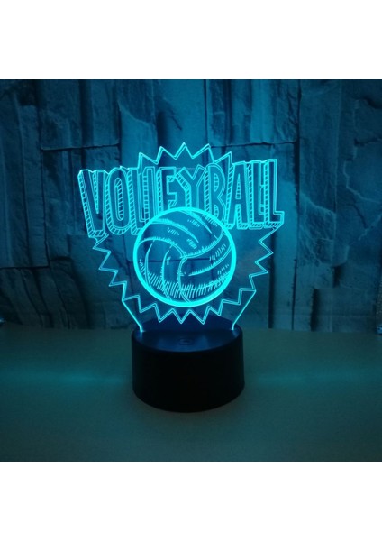 Justup Voleybol 3D Gece Işık Çocuk Oturma Odası Illusion Lamba Spor Fan Için Çocuk Erkek Kız Uzaktan Kumanda ile 16 Renk Değiştirme (Stil J) (Yurt Dışından)