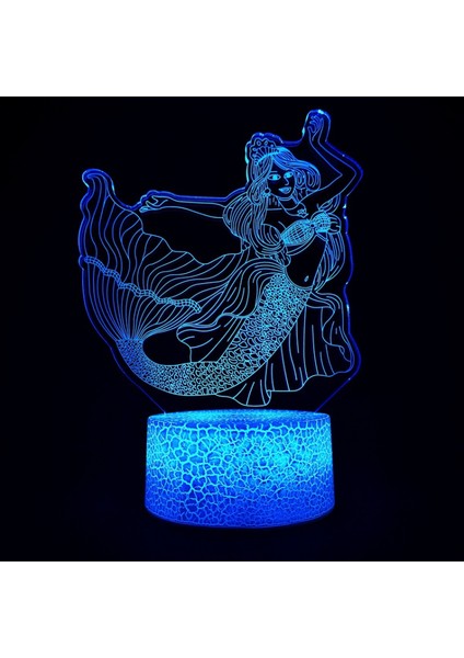 Justup Denizkızı 3D Illusion Lamba Kız Için Denizkızı Lamba Noel Doğum Günü Hediyesi Küçük Denizkızı LED Gece; Ht Işık; Ht 16 Renk Çocuklar Için Değişiyor Erkek Çocuk (Stil C) (Yurt Dışından)
