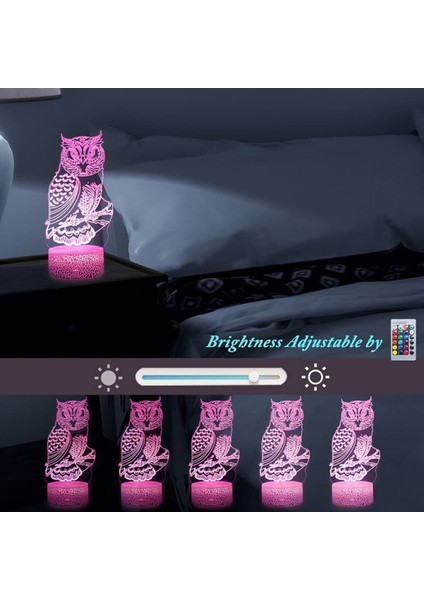 3D Baykuş Gece Aydınlatması, 24 Tuşlu Uzaktan Kumandalı LED Illüzyon Başucu Lambaları 16 Renk ve 4 Flaş Modu Değiştirilebilir Çocuklar Erkekler Kızlar Için En Iyi Hediye Seçenekleri (Yurt Dışından) fırsatları