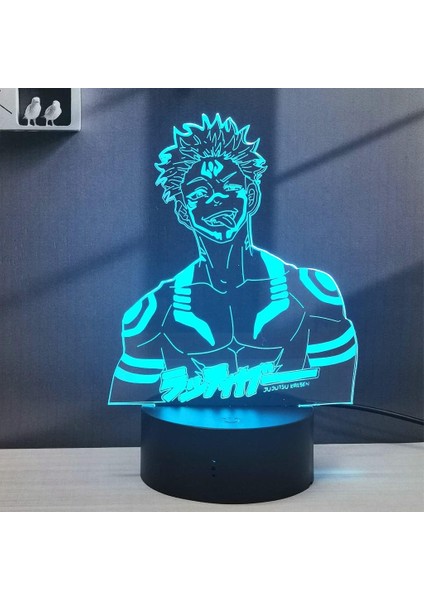 3D Illusion Jujutsu Kaisen LED Anime Lamba 16 Renk Değişimi Uzaktan Kumanda Masası Gece Işığı (Ryomen Sukuna) (Yurt Dışından)