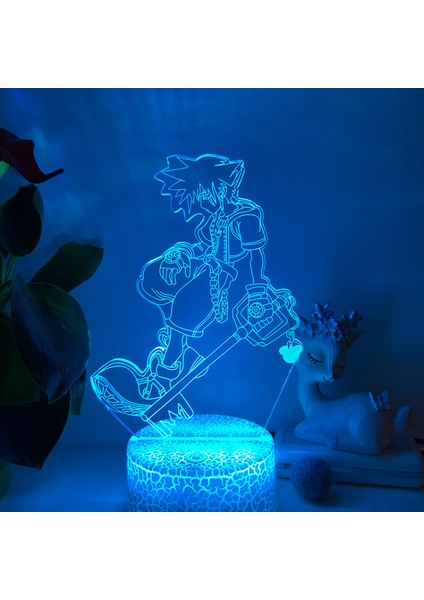 Justup Oyun Kingdom Hearts Gece Işık Ht 3D Illusion LED Lamba ile 16 Renkli Dokunmatik Uzaktan Kumanda Erkek Süslemeleri Için-Çatlak Koltuk (Yurt Dışından)