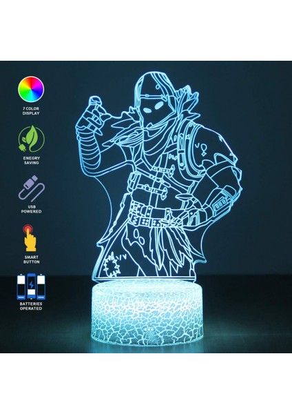 Raven Skins Masa Masa Lambası 7 Renk Dokunmatik Anahtarı 3D Görsel LED Lava Işık; Ht Akrilik Illusion Oda Aydınlatma Oyuncaklar Hediyeler (Raven Crackle Base) (Yurt Dışından) modelleri