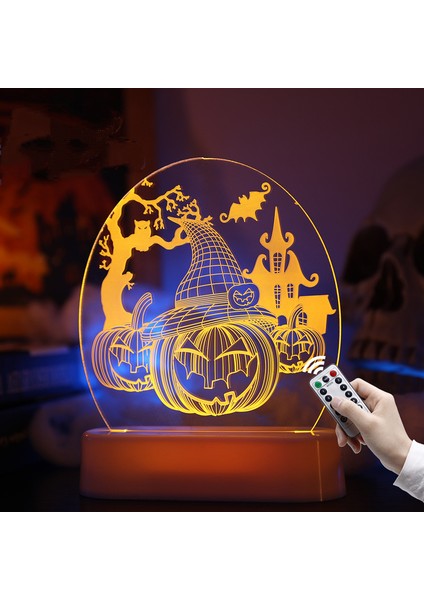 Wekity Cadılar Bayramı Dekorasyon Işık;ht Tasarım Kabak Şekli 3D Gece;ht Işık;ht Kontrol Çocuklar Için Cadılar Bayramı Dekor Yatak Odası Dekorasyon Lambası, Uzaktan Kumanda Rengi (Yurt Dışından)