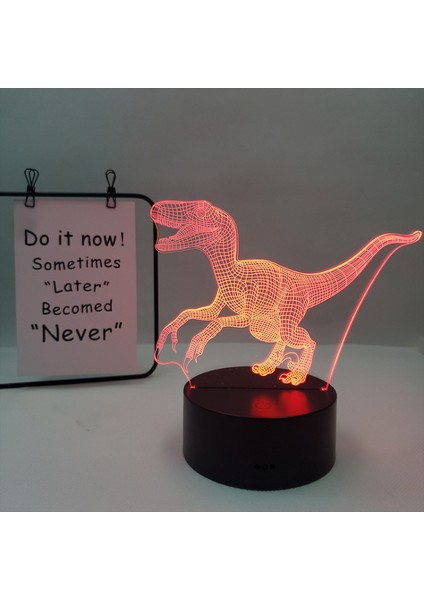 Justup Dinozor Serisi Gece Işık Ht 16 Renk 3D LED Illusion Lamba Uzaktan Kumandalı Oyuncaklar Çocuk Ev Dekorasyon Işık - Dinozor J (Siyah Koltuk) (Yurt Dışından)