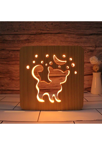 Yavru LED Gece Işık Masif Ahşap Düşük Enerji Kullanılan Düğme Anahtarı Yumuşak Sıcak Işık Yaratıcı Arkadaşlar Hediye Yatak Odası Ev Dekorasyon (Yurt Dışından)