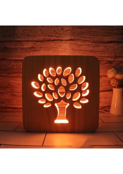 Ağaç LED Gece Işık Masif Ahşap Düşük Enerji Kullanılan Düğme Anahtarı Yumuşak Sıcak Işık Yaratıcı Arkadaşlar Hediye Yatak Odası Ev Dekorasyon (Yurt Dışından)