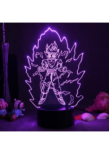 3D Gece Işıkları, Uzaktan Kumandalı ve Rgb Renkli 3D Optik Illüzyon LED Lambalar (Dragon Ball) (Yurt Dışından)