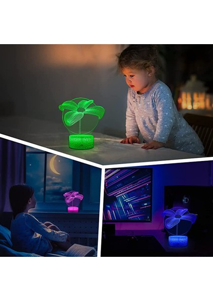 Justup 16 Renk Çiçek Lamba Uzaktan Kumanda ile Parlaklık Ayarı 3D Illusion LED Gece Aydınlatması Oda Dekoru Için Doğum Günü Tatil Noel Hediyesi (Stil E) (Yurt Dışından) modelleri