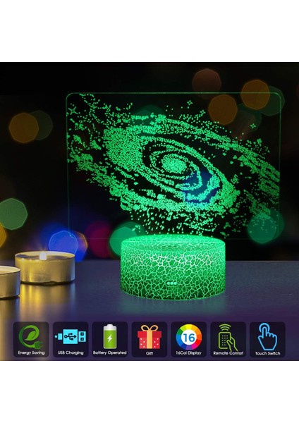 3D Galaktik Sistem Gece Aydınlatması - 3D LED Illüzyon Lamba Üç Desen ve 16 Renk Değişimi Dekor Lambası, Çocuklar Için Uzaktan Kumandalı, Çocuklara Hediye (Yurt Dışından) fiyatları