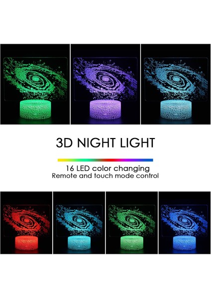 3D Galaktik Sistem Gece Aydınlatması - 3D LED Illüzyon Lamba Üç Desen ve 16 Renk Değişimi Dekor Lambası, Çocuklar Için Uzaktan Kumandalı, Çocuklara Hediye (Yurt Dışından) fırsatları