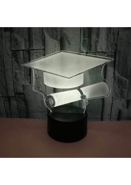 Justup Bachelor Cap 3D Işık;ht Masa Masa Dokunmatik Gece;ht Işık;ht Lovely 7 Renk Değişimi USB LED Lamba（stil 10） (Yurt Dışından)
