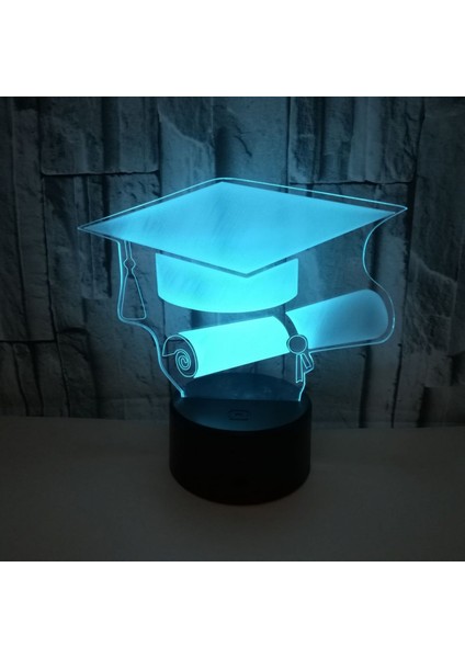 Justup Bachelor Cap 3D Işık;ht Masa Masa Dokunmatik Gece;ht Işık;ht Lovely 7 Renk Değişimi USB LED Lamba（stil 10） (Yurt Dışından)