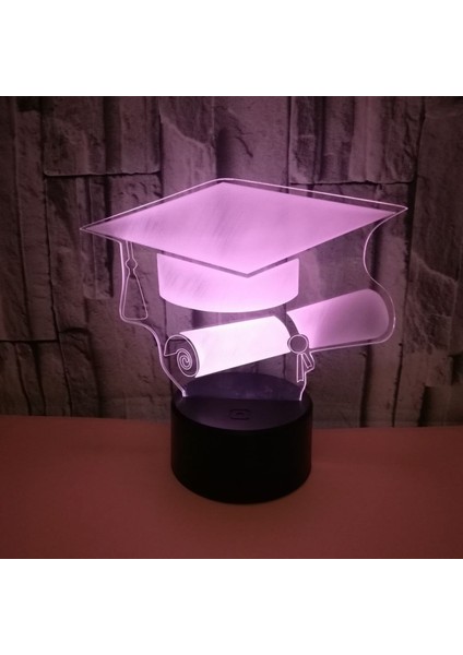 Justup Bachelor Cap 3D Işık;ht Masa Masa Dokunmatik Gece;ht Işık;ht Lovely 7 Renk Değişimi USB LED Lamba（stil 10） (Yurt Dışından)