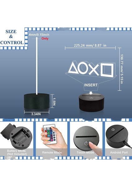 3D Gece Aydınlatması, Oyun LED Illusion Lambaları, 16 Renk USB Şarj Aydınlatması, Çocuklar Için Uzaktan Kumandayla Kısılabilir Noel Doğum Günü Oyun Oyuncu Hediyesi (Yurt Dışından) modelleri