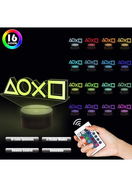 3D Gece Aydınlatması, Oyun LED Illusion Lambaları, 16 Renk USB Şarj Aydınlatması, Çocuklar Için Uzaktan Kumandayla Kısılabilir Noel Doğum Günü Oyun Oyuncu Hediyesi (Yurt Dışından) fırsatları