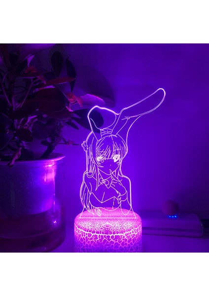 Justup Anime Karakter 3D LED Illusion 16 Renk Uzaktan Kumanda Akrilik Görsel Gece Dekorasyon Masa Lambası Için Ht Işık --- Stil A1 (Çatlak Koltuk) (Yurt Dışından)