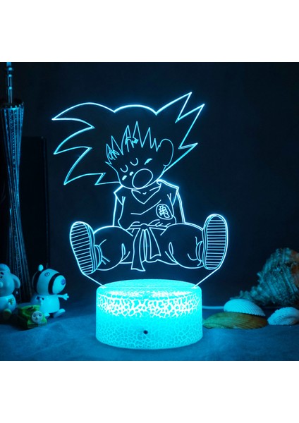 3D Gece Işıkları, Uzaktan Kumandalı ve Rgb Renkli 3D Optik Illüzyon LED Lambalar (Dragon Ball) (Yurt Dışından)