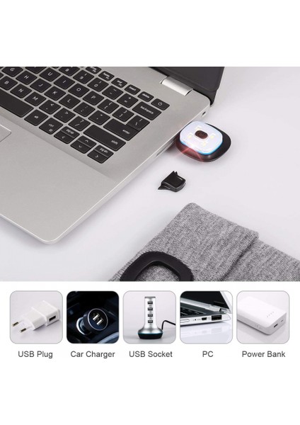 Işıklı LED Bere Şapka, Uniseks USB Şarj Edilebilir Eller Serbest 4 LED Far Kap Kış Örme Gece, Ht Işık, Şapka El Feneri, Ht Kadın Erkek Baba Ona Koca Için Hediyeler (Yurt Dışından)