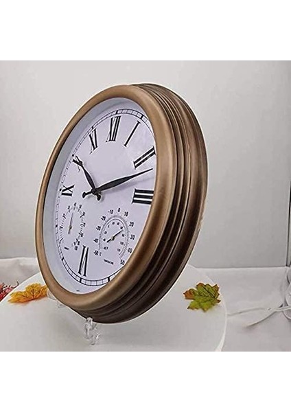 Bahçe Duvar Saati 15 Inç Büyük Saati Retro Rakam Termometre ve Higro ile Dış Mekan Saati Su Dış Saat Iç Mekan Dekorasyonu (Yurt Dışından)
