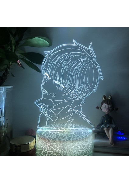 Justup Anime Büyü Şekil Gojo Satoru 3D LED Gece Aydınlatması Dokunmatik Uzaktan Kumanda ile Çocuk Yatak Odası Dekoratif 3D Illüzyon Lamba --- Desen F (Çatlak Koltuk) (Yurt Dışından)
