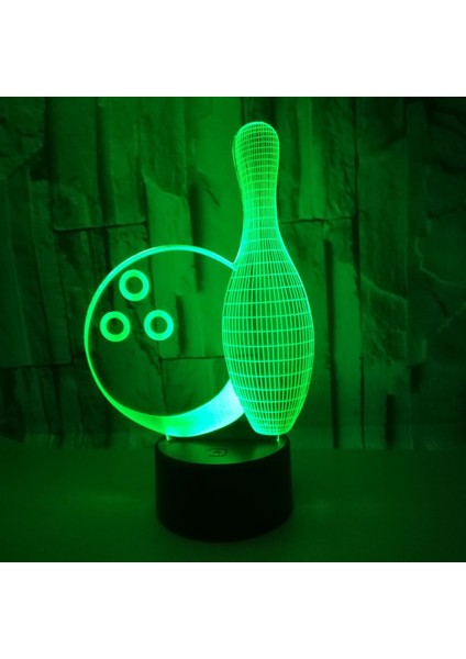 Justup 3D Bowling Gece Lambası, Dokunmatik Masa Masası Optik Illüzyon Lambaları 7 Renk Değiştiren Işık; Hts Ev Dekorasyonu Noel Doğum Günü Hediyesi (Stil Y) (Yurt Dışından)