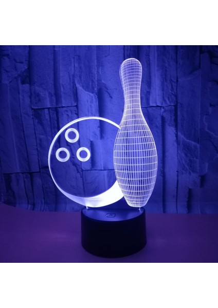 Justup 3D Bowling Gece Lambası, Dokunmatik Masa Masası Optik Illüzyon Lambaları 7 Renk Değiştiren Işık; Hts Ev Dekorasyonu Noel Doğum Günü Hediyesi (Stil Y) (Yurt Dışından) modelleri