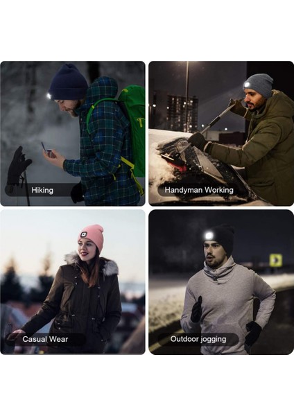 Işıklı LED Beanie Hat;ht,unisex USB Şarj Edilebilir Eller Serbest 4 LED Far Kapağı Kış Örme Gece;ht Işık;hted Şapka El Feneri;ht Kadın Erkek Baba Ona Koca Için Hediyeler (Pembe) (Yurt Dışından) fırsatları
