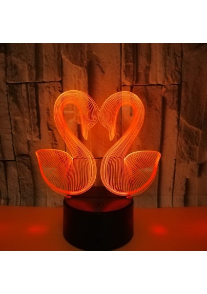 Justup 3D Illusion Lamba LED Kuğu Gece, Işık, Hayvan Oyuncakları Aşk Çift (Yurt Dışından) modelleri