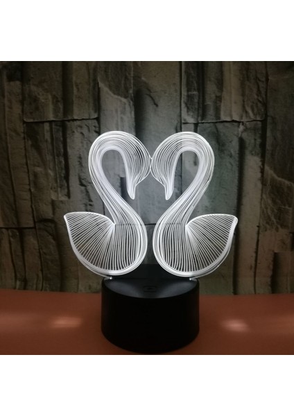 Justup 3D Illusion Lamba LED Kuğu Gece, Işık, Hayvan Oyuncakları Aşk Çift (Yurt Dışından) fırsatları