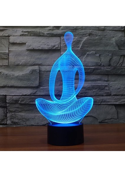 Justup LED 3D Lamba 3D Optik Illusion Masa Lambası 7 Renk Değişimi USB Dokunmatik Anahtarı Masa Gece;ht Işık;ht 3D Masa Lambası Çocuk Odası Dekorasyonu Için (Yoga Meditasyon) (Yurt Dışından)