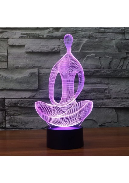 Justup LED 3D Lamba 3D Optik Illusion Masa Lambası 7 Renk Değişimi USB Dokunmatik Anahtarı Masa Gece;ht Işık;ht 3D Masa Lambası Çocuk Odası Dekorasyonu Için (Yoga Meditasyon) (Yurt Dışından)