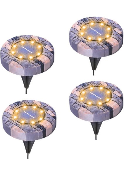 4pk Güneş Enerjili Zemin Işıkları; 12 Adet Parlak Uyarı Beyaz Renkli Led, Gardem Yolu Yard Yürüyüş Yolu Veranda Çim Yolu Için Dış Mekan Suya Dayanıklı Dekoratif Aydınlatma (Yurt Dışından)