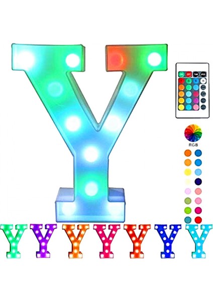Justup Renkli LED Marquee Harf Işık; Uzaktan Işıklı Hts; Işıklı Ht Up Marquee Işaretler Parti Bar Harfleri; Ev Için Hts Süslemeleri --- Çok Renkli Y (Yurt Dışından)