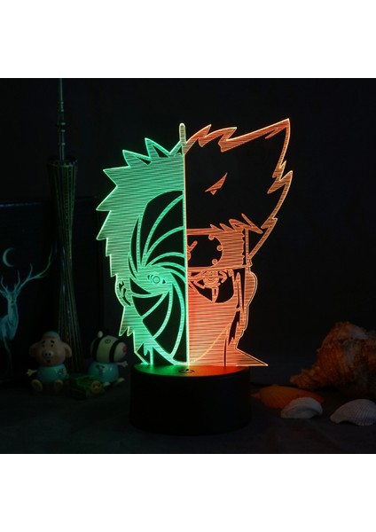 3D Gece Işıkları, Uzaktan Kumandalı ve Rgb Renkli 3D Optik Illüzyon LED Lambalar (Çizgi Film) (Yurt Dışından)