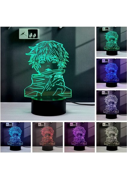3D Illusion LED Anime Lamba Itadori Yuji 16 Renk Rgb Değişim Uzaktan Kumanda Masası Gece Odası Için Gece Lambası (Itadori Yuji) (Yurt Dışından)
