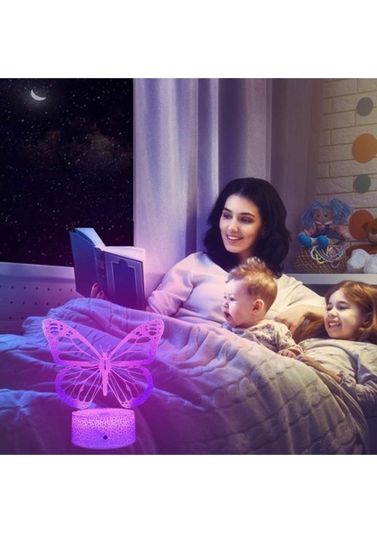 Kelebek Gece, Ht Işık, Kızlar Için Doğum Günü Hediyesi 3D Illusion Lamba Çocuk Başucu Lambası 16 Renk Değiştirme Uzaktan Kumanda Kelebek Oyuncaklar Kız Hediyeler (Yurt Dışından)