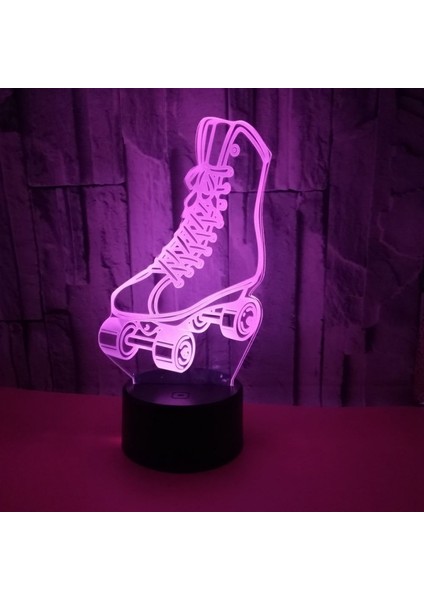 Justup 3D Paten Gece Işık Ht 7 Renk Buz Pateni LED USB Dokunmatik Masa Lambası Ev Dekor Çocuk Çocuk Masa Bebek Hediyeleri (Stil Z) (Yurt Dışından)