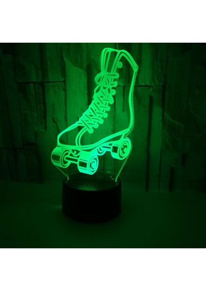 Justup 3D Paten Gece Işık Ht 7 Renk Buz Pateni LED USB Dokunmatik Masa Lambası Ev Dekor Çocuk Çocuk Masa Bebek Hediyeleri (Stil Z) (Yurt Dışından)