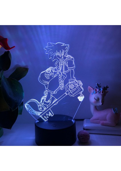 Justup Oyun Kingdom Hearts Gece Işık Ht 3D Illusion LED Lamba ile 16 Renkli Dokunmatik Uzaktan Kumanda Erkek Dekorasyonları Için - Siyah Koltuk (Yurt Dışından)