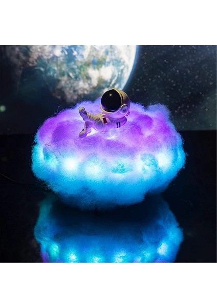 Çocuk Gecesi Için Gökkuşağı Etkisi ile LED Renkli Bulutlar Astronot Lambası (Yurt Dışından)