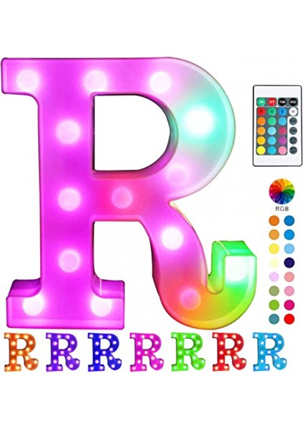 Justup Renkli LED Kayan Yazı Işığı; Uzaktan Işıklı Hts; Işıklı Ht Up Kayan Işaretler Parti Bar Harfleri; Ev Için Hts Süslemeleri --- Çok Renkli R (Yurt Dışından)