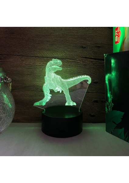 Justup Dinozor Serisi Gece Işık Ht 16 Renk 3D LED Illusion Lamba Uzaktan Kumandalı Oyuncaklar Çocuk Ev Dekorasyon Işık - Dinozor Q (Siyah Koltuk) (Yurt Dışından)