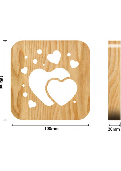 Iki Kalp Gece Lambası, Ahşap 3D Lamba Için Yaratıcı Ahşap Işık, Hts Basit Dekoratif Işık, Hts 3D Ahşap Oyma Desen LED Gece, Sevgililer Günü Için Işık (Yurt Dışından)