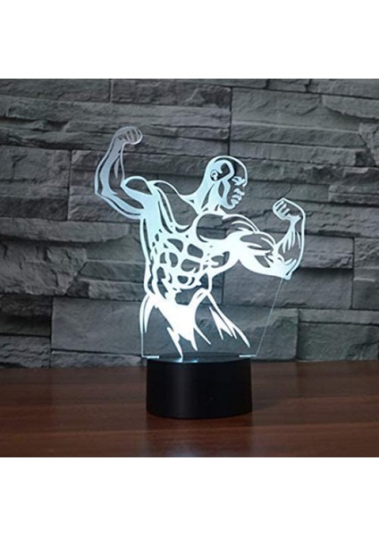 Vücut Geliştirme Modeli Optik Illusion Lamba LED 3D Lamba Gece Aydınlatması Akrilik Atmosfer Lambası 7 Renk Modern Lamba Çocuk Ev Dekorasyonu (Yurt Dışından)