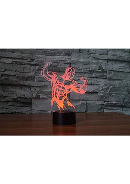 Vücut Geliştirme Modeli Optik Illusion Lamba LED 3D Lamba Gece Aydınlatması Akrilik Atmosfer Lambası 7 Renk Modern Lamba Çocuk Ev Dekorasyonu (Yurt Dışından)