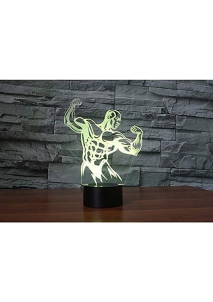 Vücut Geliştirme Modeli Optik Illusion Lamba LED 3D Lamba Gece Aydınlatması Akrilik Atmosfer Lambası 7 Renk Modern Lamba Çocuk Ev Dekorasyonu (Yurt Dışından)