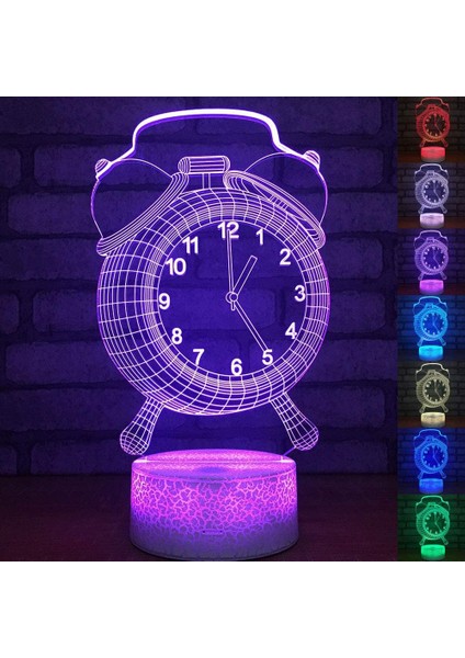 Soyut 3D Çalar Saat Optik Yanılsama Modeli Görsel Gece Işık Ht 7 Renk Değişimi Dokunmatik Anahtarı Odası Dekor Masa Lambası Tatil Doğum Günü Hediyesi Için Yeni Çatlak Tabanı (Yurt Dışından)