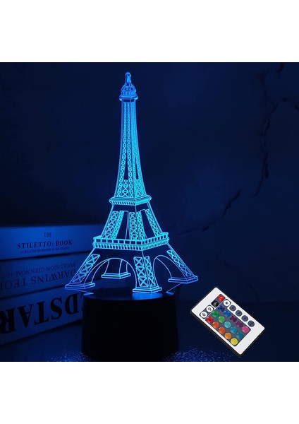 Justup Kule Gece Işık Ht 3D Illusion Lamba Görsel Yatak Odası Dekorasyon Uzaktan Kumandalı LED Lamba (Yurt Dışından)