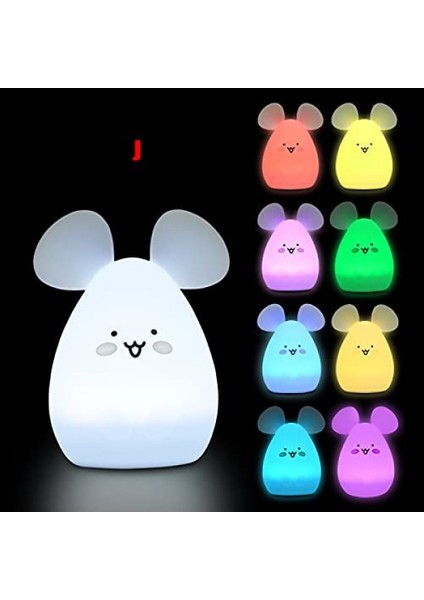LED Gece Lambası, Karikatür Hayvan Çocuk Işığı Renkli Silikon Anaokulu Işığı Yaratıcı Başucu Lambası Şarj Edilebilir Kablolu Gece Lambası Bebek Faresi (Yurt Dışından) fiyatları